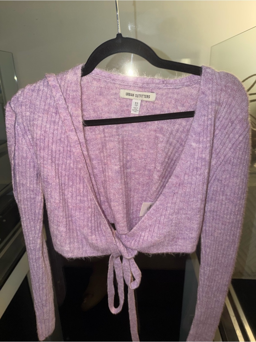 Urban Outfitters Lavender Tie-Front V-Neck Sweater